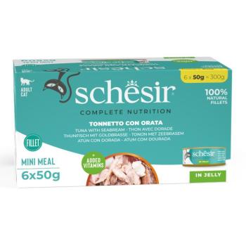 6x50g Schesir Complete Nutrition Filet tonhal & aranydurbincs aszpikban nedves macskatáp kép