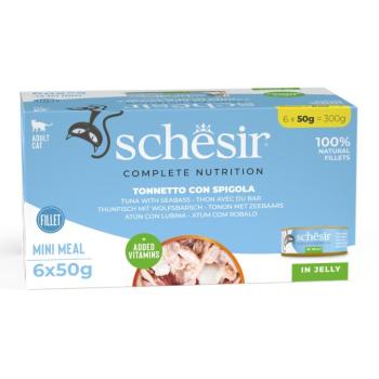 6x50g Schesir Complete Nutrition Filet tonhal & farkassügér aszpikban nedves macskatáp kép