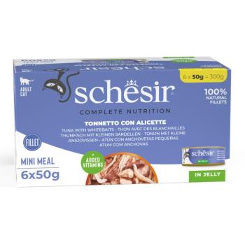 6x50g Schesir Complete Nutrition Filet tonhal & fehér hal aszpikban nedves macskatáp kép