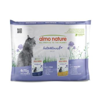 6x70g Almo Nature Functional Intestinal Help nedves macskatáp-Mix: 3 x szárnyas+3 x hal kép