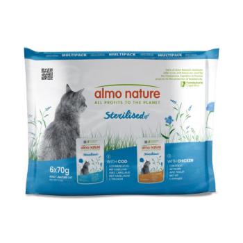 6x70g Almo Nature Functional Sterilised nedves macskatáp 3 x 70 g csirke + 3 x 70 g tőkehal kép