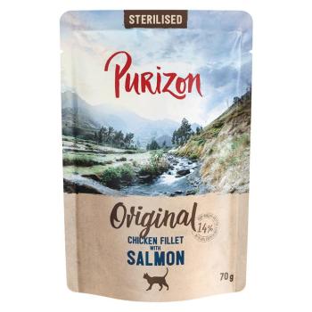 6x70g Purizon Adult Sterilised - gabonamentes nedves macskatáp - Csirkefilé lazaccal kép