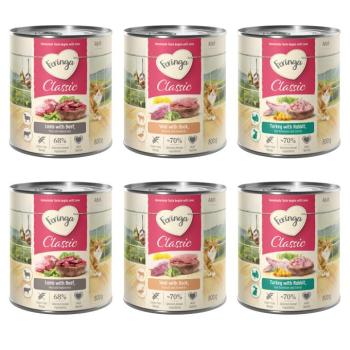 6x800g Feringa Classic Meat nedves macskatáp vegyes próbacsomag 2: nyúl & pulyka, bárány & marha, kacsa & borjú kép