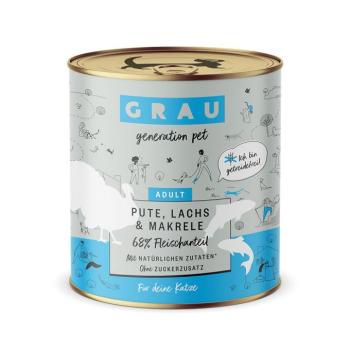6x800g GRAU Adult Pulyka, lazac & makréla gabonamentes nedves macskatáp kép