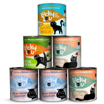 6x800g Lucky Lou Adult Wild Mix (4 fajta) nedves macskaeledel