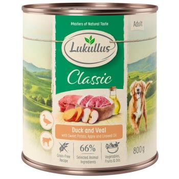 6x800g Lukullus Naturkost Adult Kacsa & borjú gabonamentes nedves kutyatáp kép