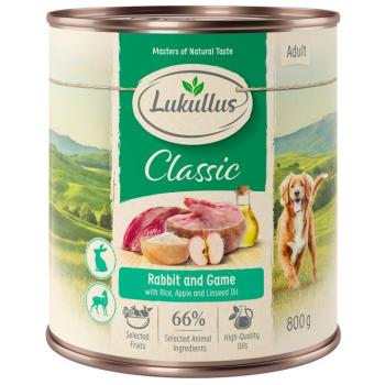 6x800g Lukullus Naturkost Adult Nyúl & vad nedves kutyatáp kép