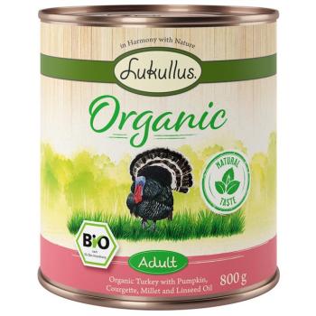 6x800g Lukullus Organic Adult pulyka & cukkini gluténmentes nedves kutyatáp kép
