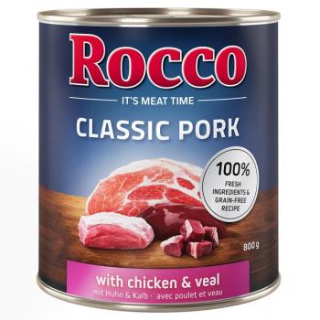 6x800g Rocco Classic Pork Csirke & borjú nedves kutyatáp kép