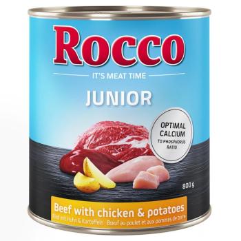6x800g Rocco Junior Marha, csirke & burgonya nedves kutyatáp kép