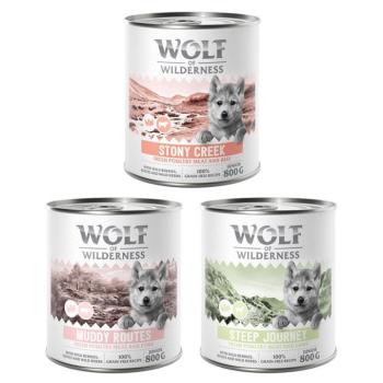 6x800g Wolf of Wilderness Junior “Expedition” nedves kutyatáp - Vegyes csomag kép