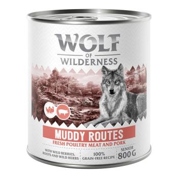 6x800g Wolf of Wilderness Senior nedves kutyatáp - Muddy Routes - Szárnyas disznóval kép