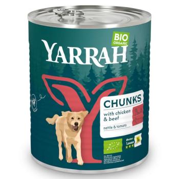 6x820g Yarrah Bio falatok bio marha, bio csalán & bio paradicsom nedves kutyatáp kép
