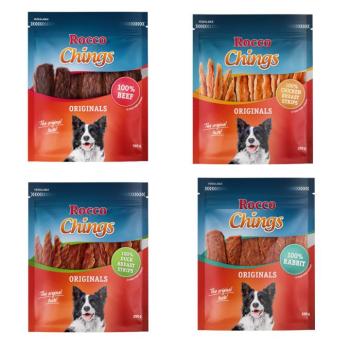 850g Rocco Chings kutyasnack vegyes mintacsomagban-4 ízben (marha, nyúl, csirke- & kacsamell csíkok) kép