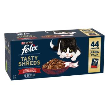 88x80g Felix Tasty Shreds Szárazföldi ízek nedves macskatáp 25% kedvezménnyel kép
