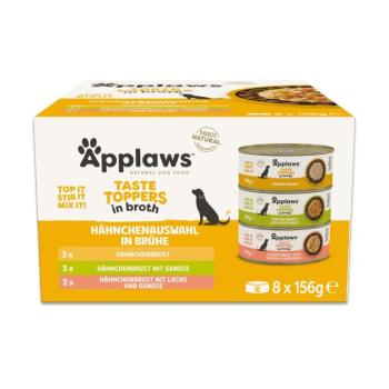 8x156g Applaws Taste Toppers húslében próbacsomag nedvestáp kutyáknak kép