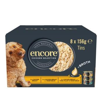 8x156g Encore konzervválogatás húslében, Csirkeválogatás (3 fajta), nedvestáp kutyáknak kép