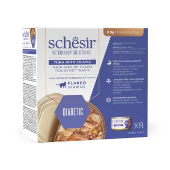8x80g Schesir Veterinary Solutions Diabetic tonhal & tilápia nedves macskatáp kép