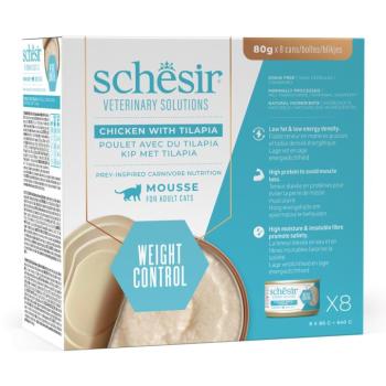 8x80g Schesir Veterinary Solutions Weight Control csirke & tilápia nedves macskatáp kép