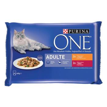 8x85g PURINA ONE Adult marha & csirke nedves macskatáp kép