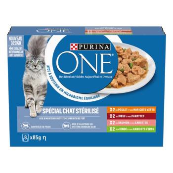 8x85g PURINA ONE Sterilised nedves macskaeledel vegyesen kép