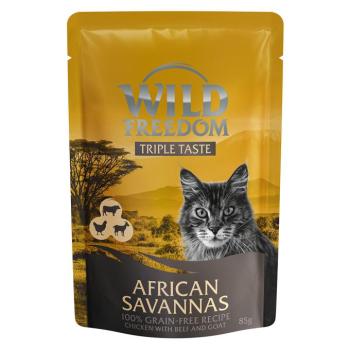 8x85g Wild Freedom Triple Taste African Savannas - csirke, marha & kecske tasakos nedves macskatáp kép