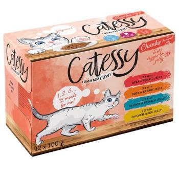 96x100g Catessy falatok vegyes zöldséges aszpikban nedves macskatáp vegyes csomagban kép