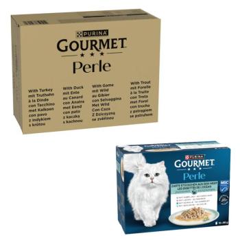 96x85g Gourmet Perle aszpikban nedves macskatáp+12x85g nedvestáp ingyen kép