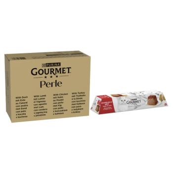 96x85g Gourmet Perle nedves macskatáp vegyesen+12x57g Mousse marha ingyen kép