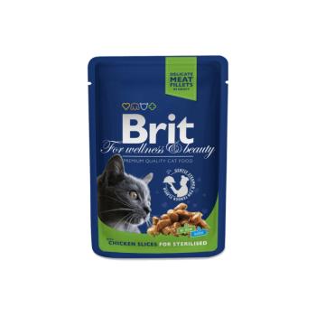 Brit Premium Cat Pouches Chicken Slices for Sterilised 24x100 g kép