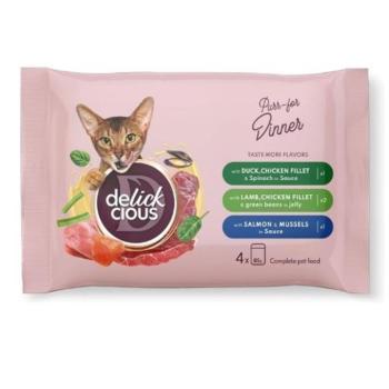 Delickcious teljes értékű macskaeledel alutasak válogatás 4x85g kép