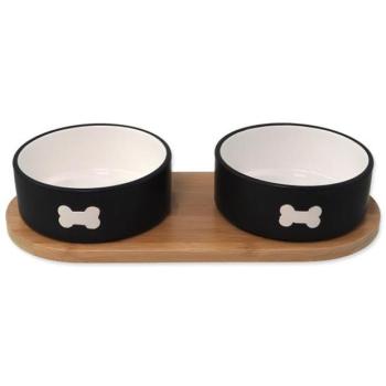 Dog Fantasy kerámia tálak készlet csészealj fekete csonttal 2x 13x5,5cm, 400ml