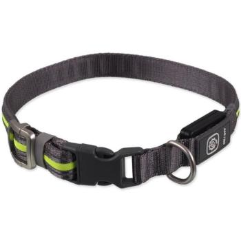 Dog Fantasy USB LED nylon világító nyakörv M-L zöld 2,5x45-65cm kép