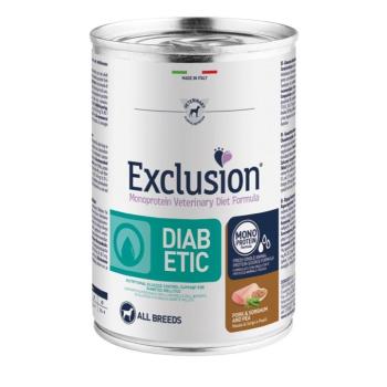 Exclusion Monoprotein Vet Diet Diabetic All Breeds kutyakonzerv - sertés, cirok & borsó 400 g kép