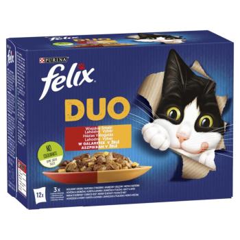 Felix Fantastic Duo nedves macskaeledel válogatás aszpikban - marha, csirke, bárány, pulyka 12 x 85 g kép