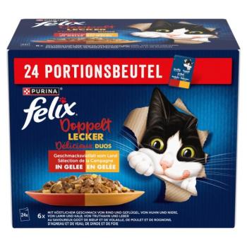 Felix Fantastic Duo nedves macskaeledel válogatás aszpikban - marha, csirke, bárány, pulyka 4 x (24 x 85 g) kép