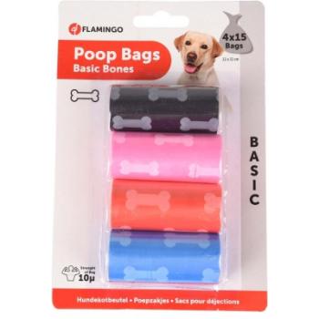 Flamingo kutyagumigyűjtő zacskó - csont mintával 4 x 15 db kép