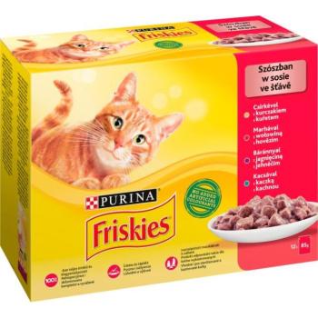 Friskies Chicken/beef/lamb/duck in sauce 12x85 g kép
