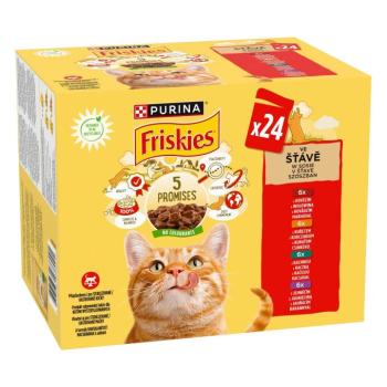 Friskies nedves macskaeledel szószban - csirkével, marhával, báránnyal, kacsával 12 x (4 x 85 g) kép
