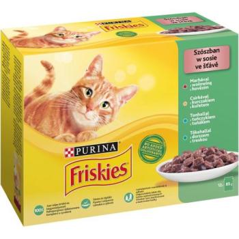 Friskies nedves macskaeledel szószban - marhával, csirkével, tonhallal, tőkehallal 6 x (12 x 85 g) kép