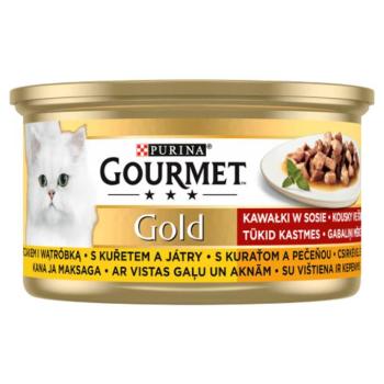 GOURMET GOLD Csirkével és májjal szószban nedves macskaeledel - 12x85 g kép