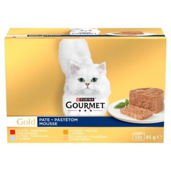 Gourmet Gold pástétom válogatás macskáknak - marha, tonhal, máj, pulyka 2 x (12 x 85 g)
