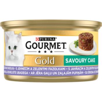 GOURMET GOLD Savoury Cake Báránnyal és zöldbabbal nedves macskaeledel - 12x85 g kép