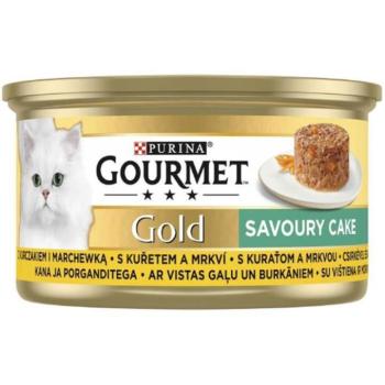 GOURMET GOLD Savoury Cake Csirkével és sárgarépával nedves macskaeledel - 12x85 g kép