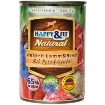 Happy&Fit Natural Junior Lamb & Beef & rice & flaxseed oil 400 g kép