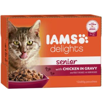 Iams Delights Senior chicken in gravy 12x85 g kép