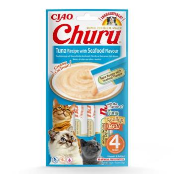 Inaba Cat Ciao Churu krémes macskaeledel - tonhal, tenger gyümölcsei 4 x 14 g kép