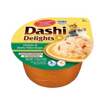 Inaba Cat Dashi Delights nedves macskaeledel - csirke, bonito pehely 4 x 70 g kép