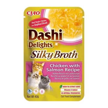 Inaba Dashi Delights Silky Broth nedves macskaeledel - csirke lazaccal 4 x 40 g kép