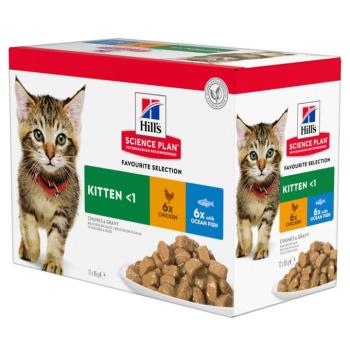 - Kiegészítő nedvestáp:12 x 85g Kitten hal választék: 6x csirke & 6x hal kép